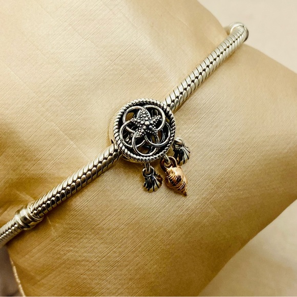 EUC Pandora 788944C00 Silver & Pandora Rose Seashell Dreamcatcher Nautical Charm - Picture 5 of 13